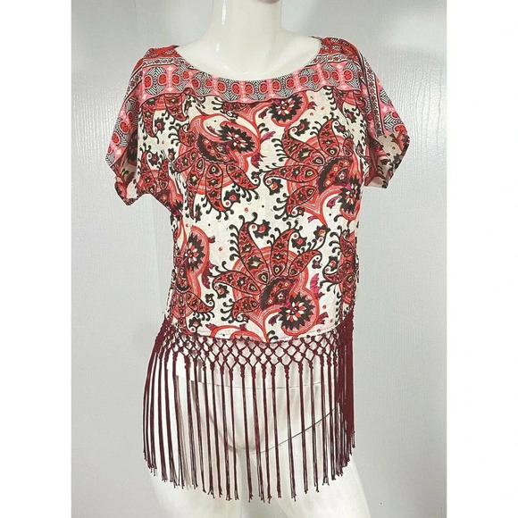 Michael Kors short sleeve boho cropped top shirt - Picture 1 of 6